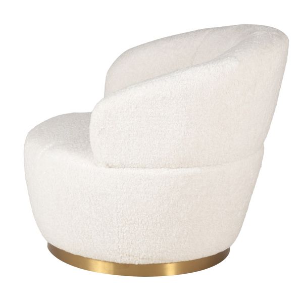 Fauteuil tissu effet mohair crème pivotant Venus