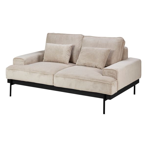Canapé 2 places velours cotelé beige Yoko