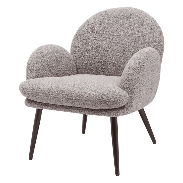 Fauteuil tissu effet laine bouclée gris foncé Oreo