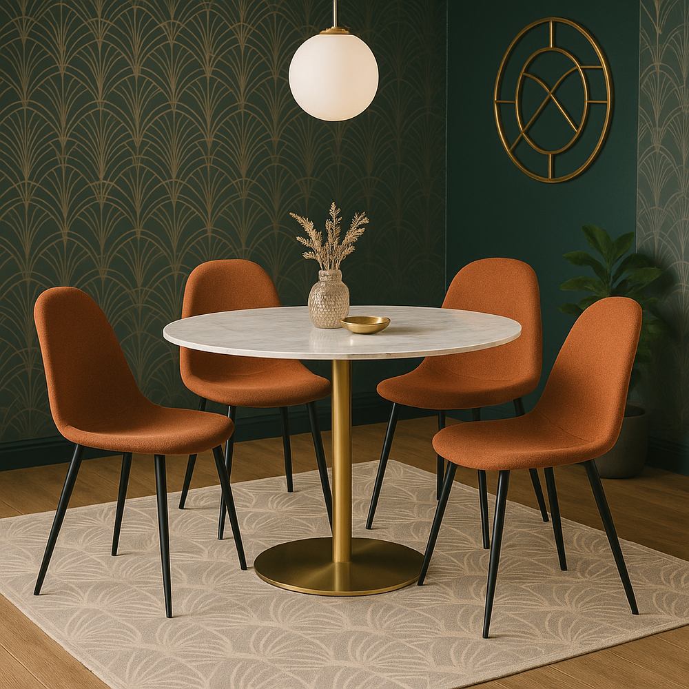 Chaise repas tissu caramel