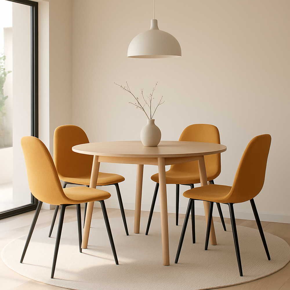 Chaise repas tissu moutarde
