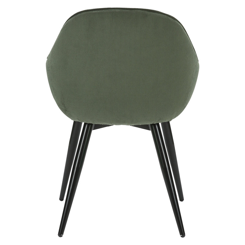 Chaise accoudoirs en velours côtelé vert kaki Bari