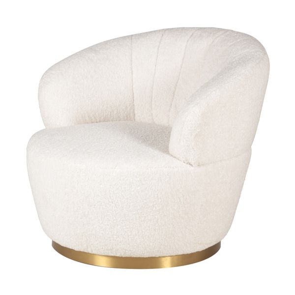 Fauteuil tissu effet mohair crème pivotant Venus