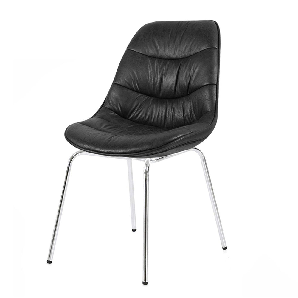 Chaise noire pied métal chromé BILLY