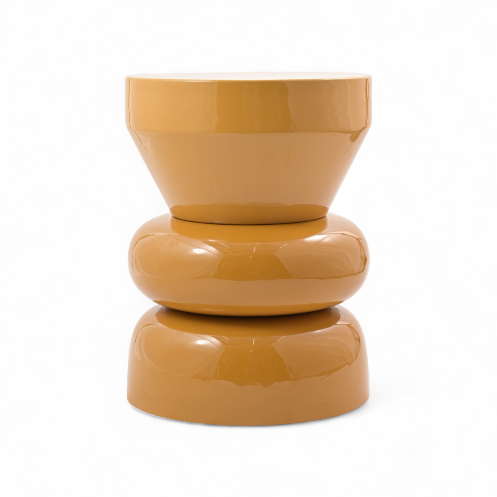 Bout de canapé rond émail bi-color bronze