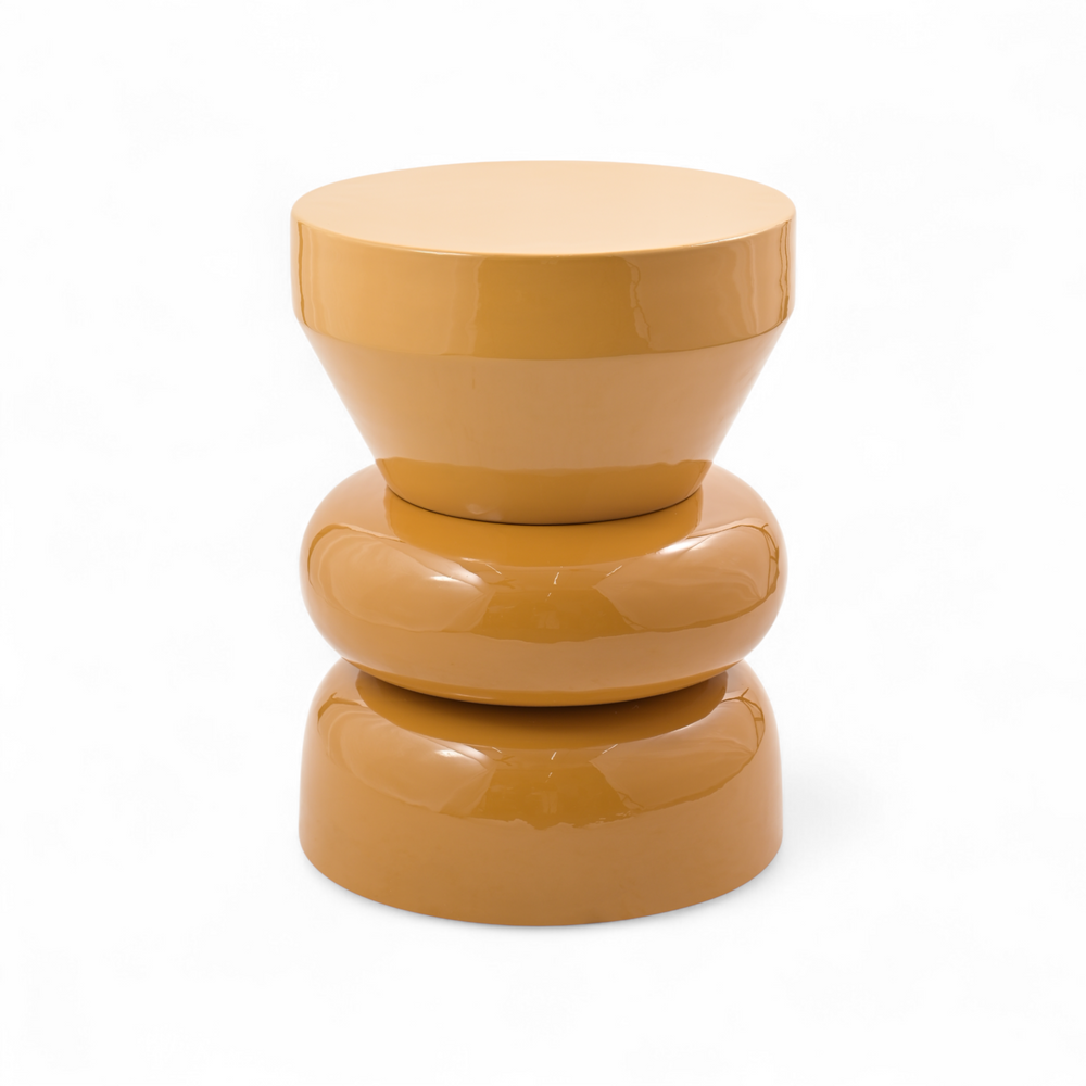 Bout de canapé rond émail bi-color bronze