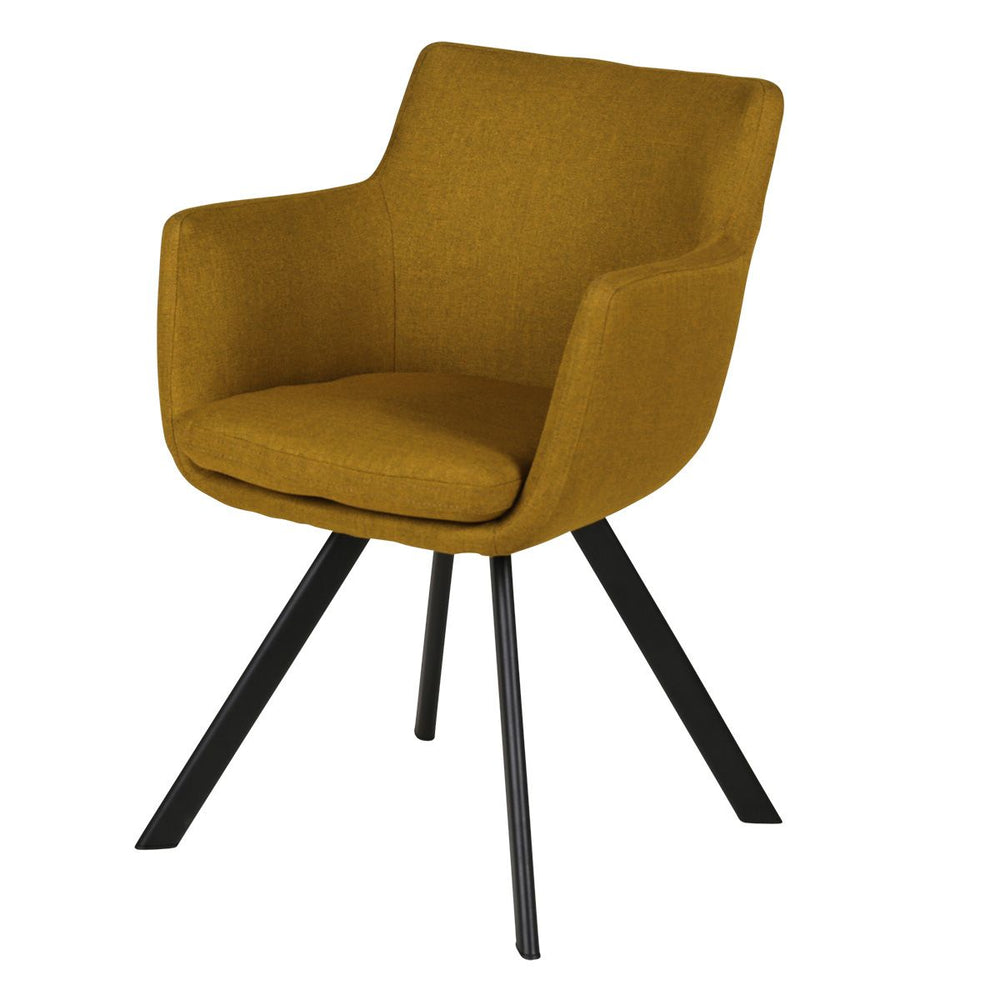 Chaise accoudoirs tissu jaune