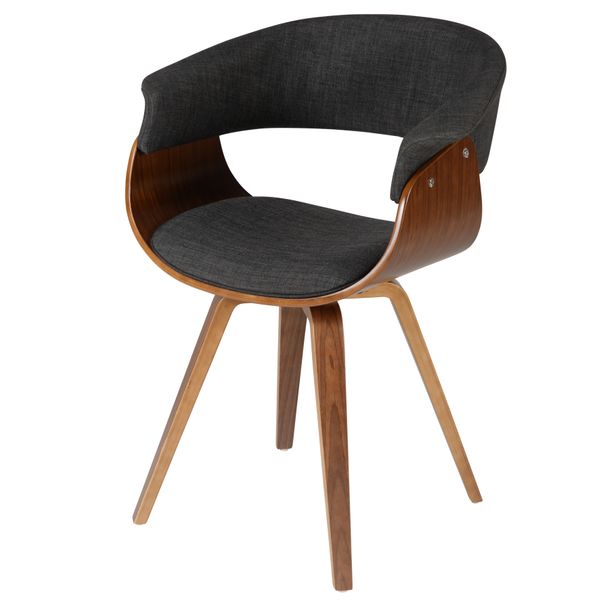 Chaise design accoudoirs en tissu gris foncé Kyo