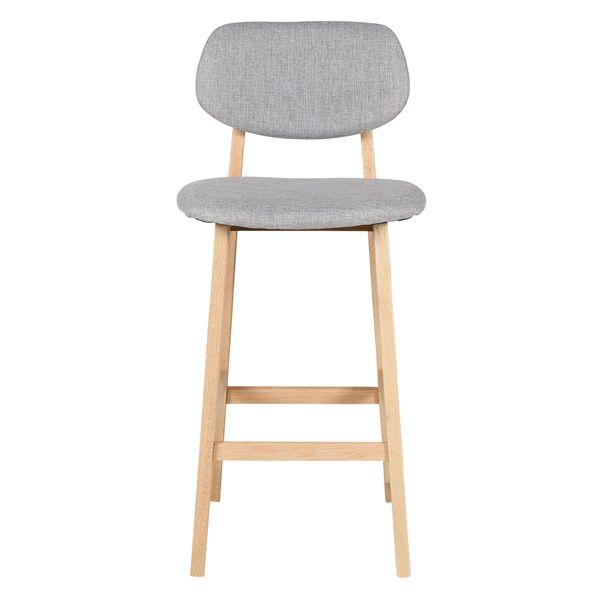 Chaise plan de travail bandeau tissu gris et pieds chêne Hana