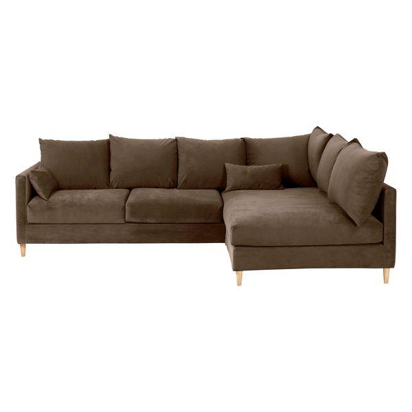 Canapé d'angle velours taupe - Angle droit Figari