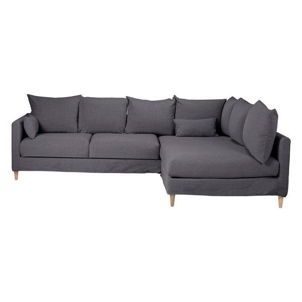 Canapé d'angle tissu recyclé anthracite - Angle droit Figari