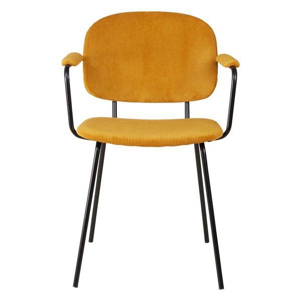 Chaise accoudoirs velours côtelé jaune curry Aston