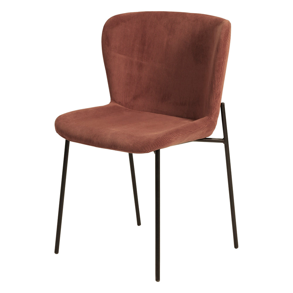 Chaise repas velours côtelé rouge Holden