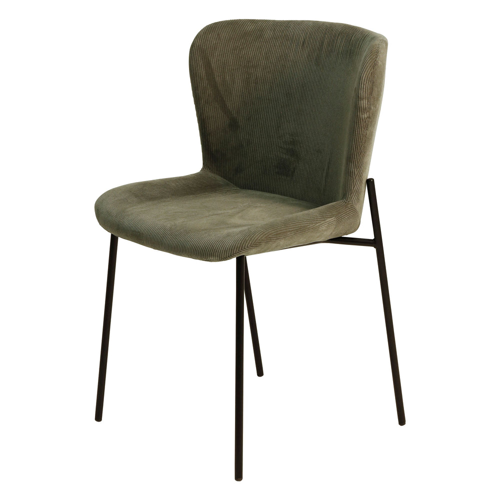Chaise repas velours côtelé vert amande Holden
