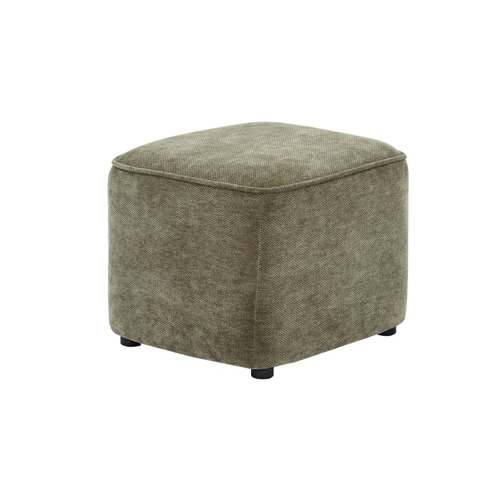 Pouf en tissu soft touch kaki Jona