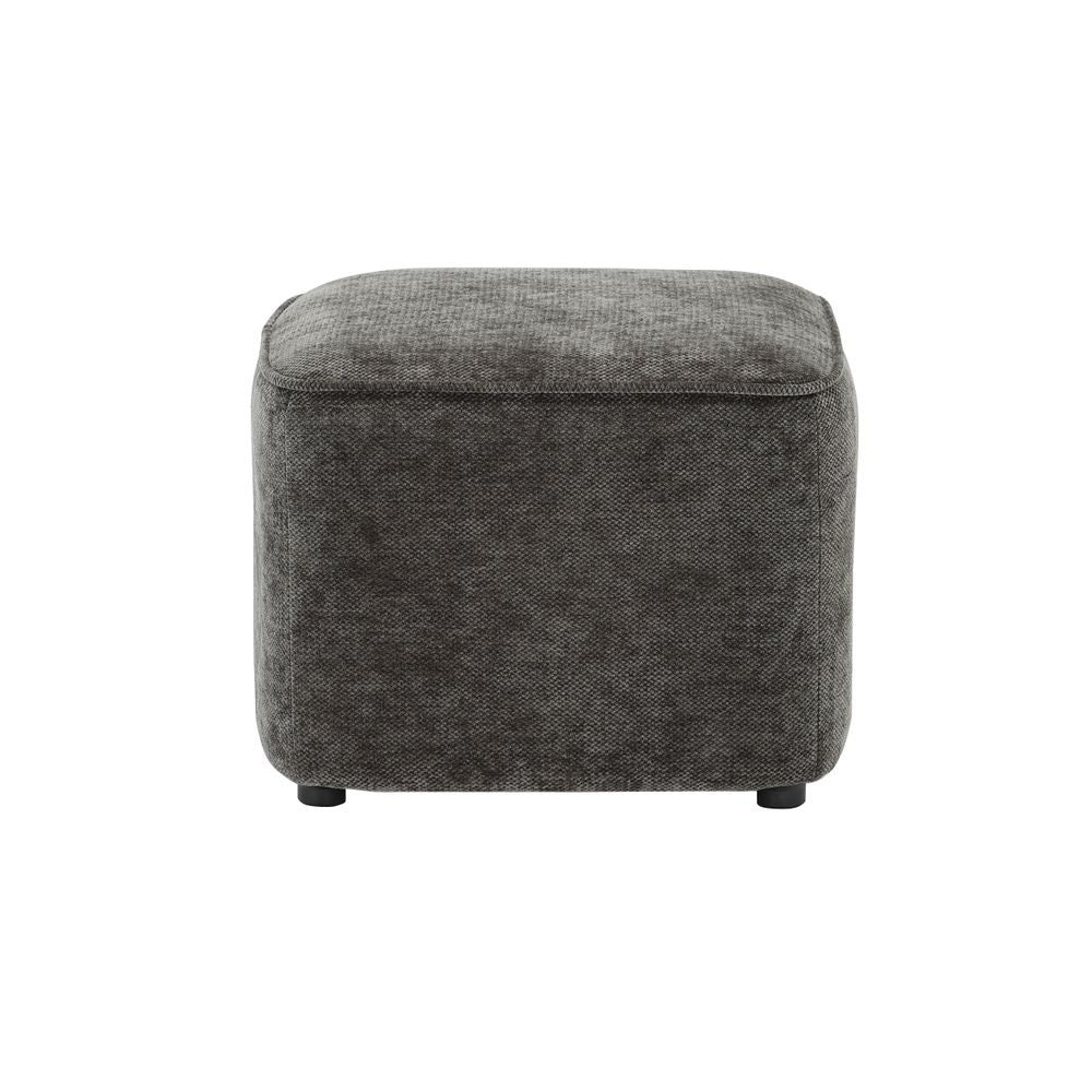 Pouf en tissu soft touch gris antracite Jona
