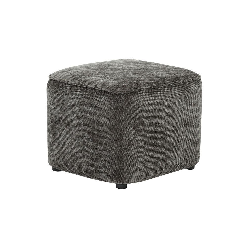 Pouf en tissu soft touch gris antracite Jona