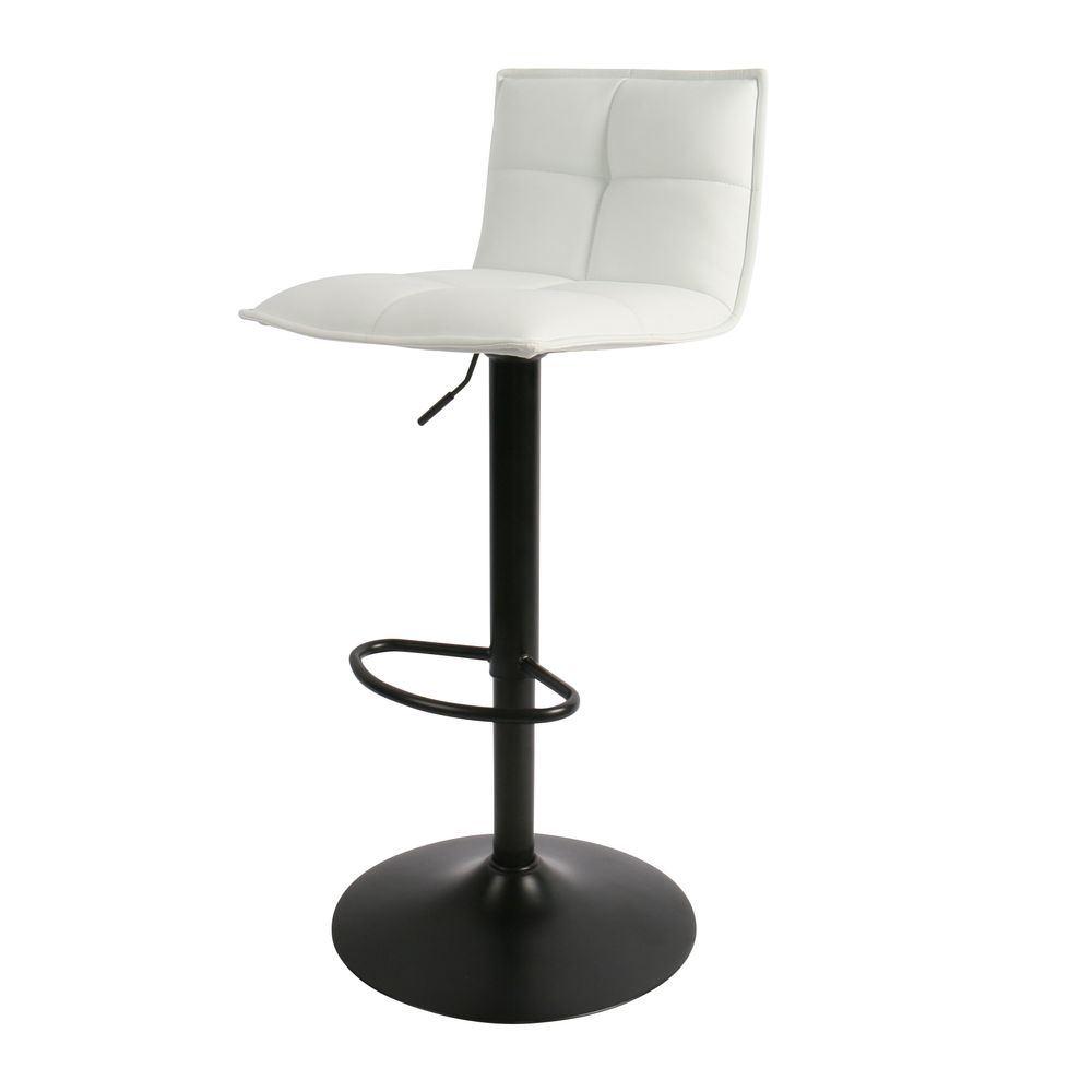 Chaise snack PU blanc et pied piston noir