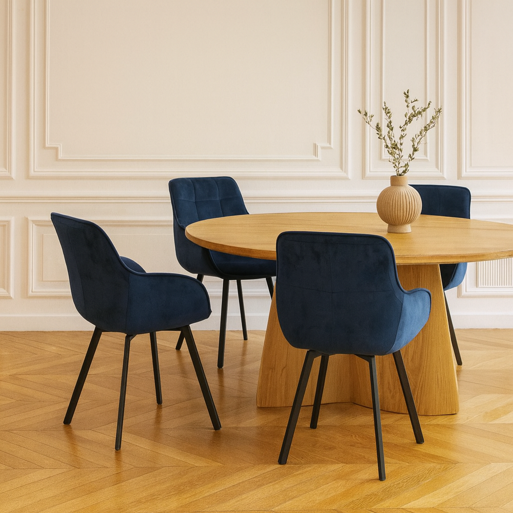 Chaise repas pivotante velours bleu