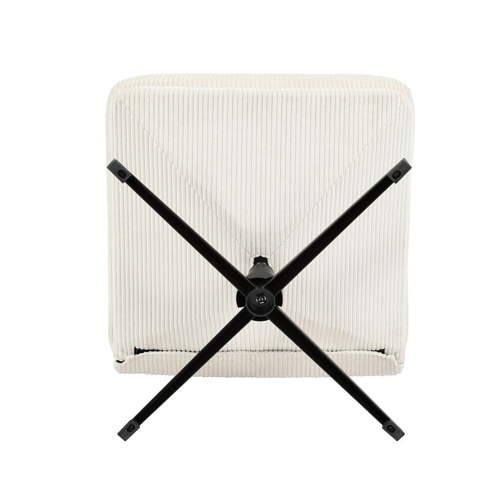 Fauteuil pivotant velours côtelé écru