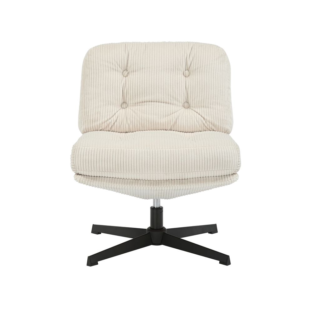 Fauteuil pivotant velours côtelé écru