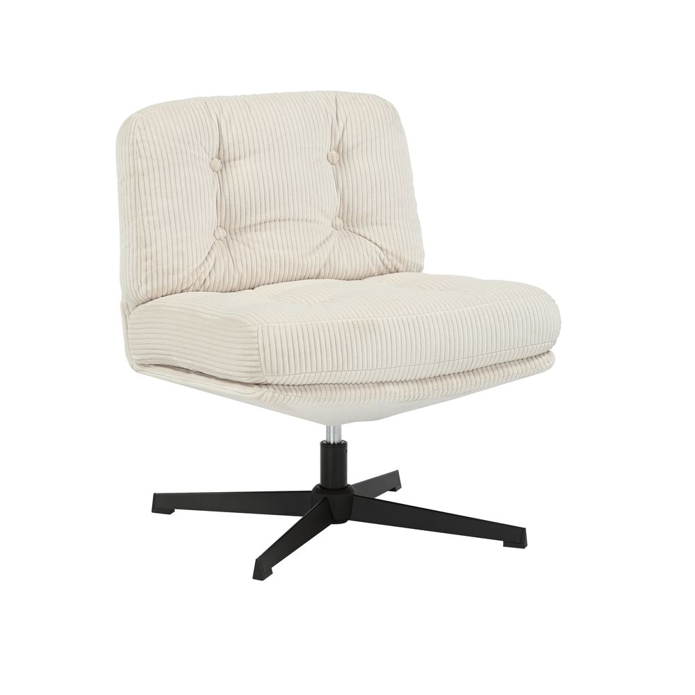 Fauteuil pivotant velours côtelé écru