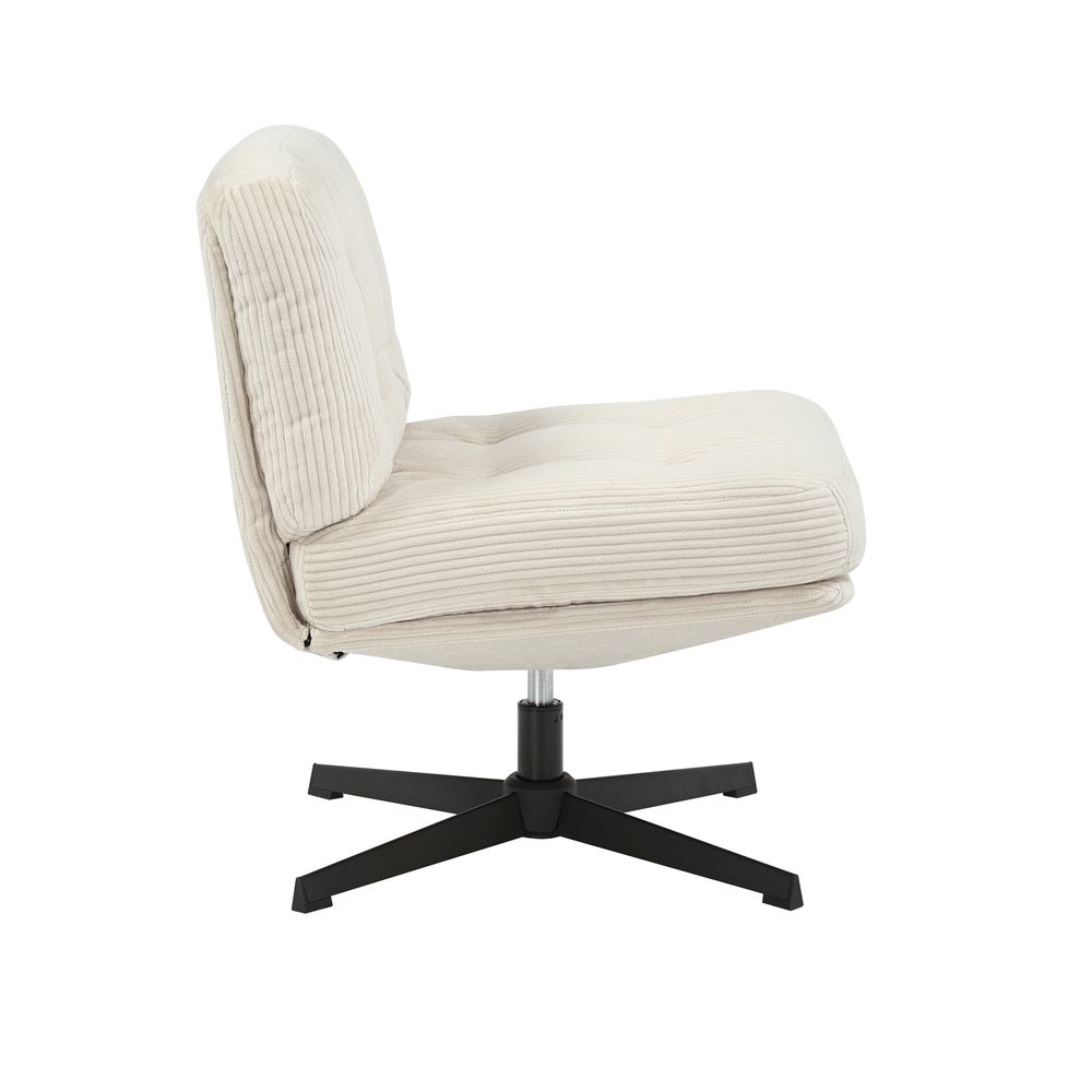 Fauteuil pivotant velours côtelé écru