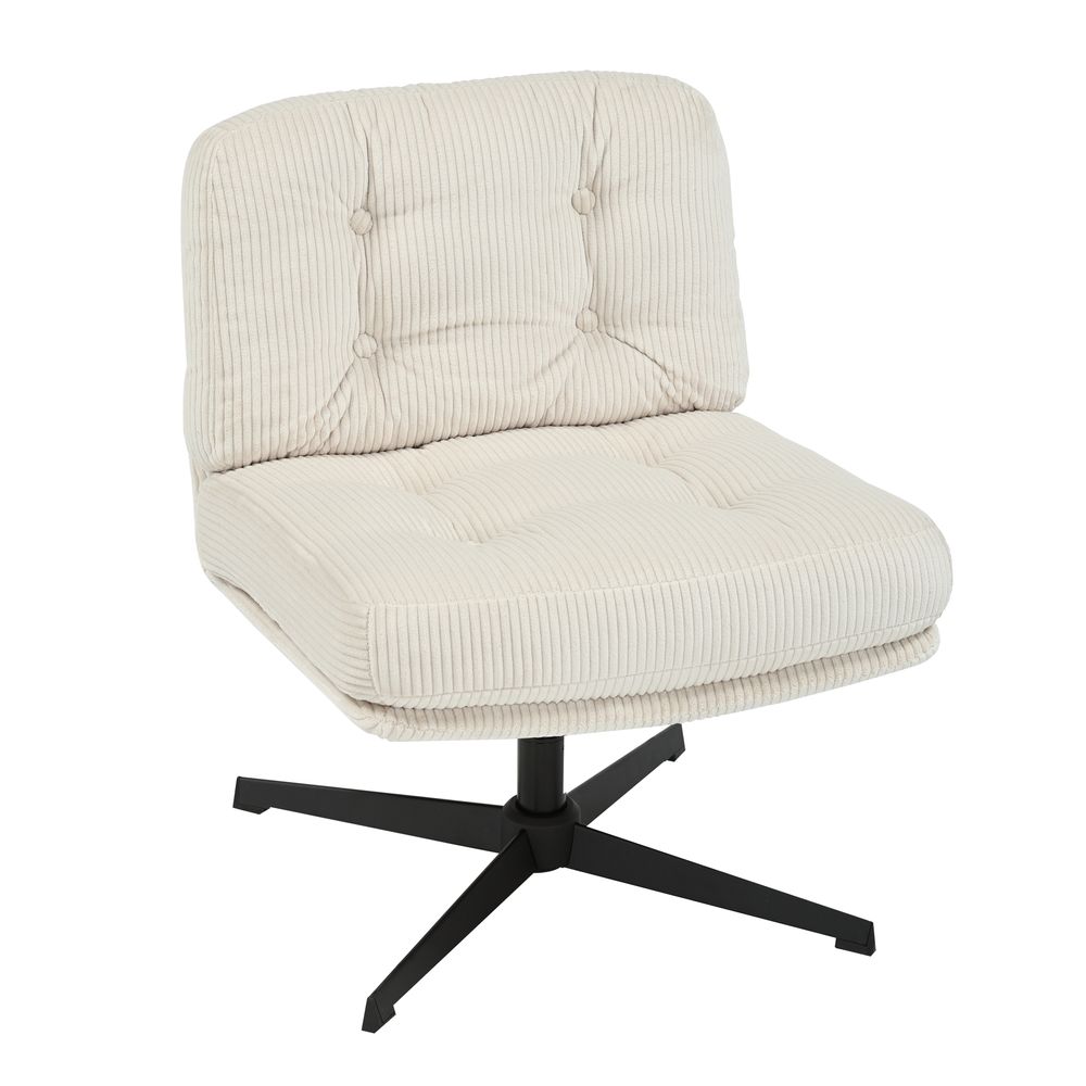 Fauteuil pivotant velours côtelé écru