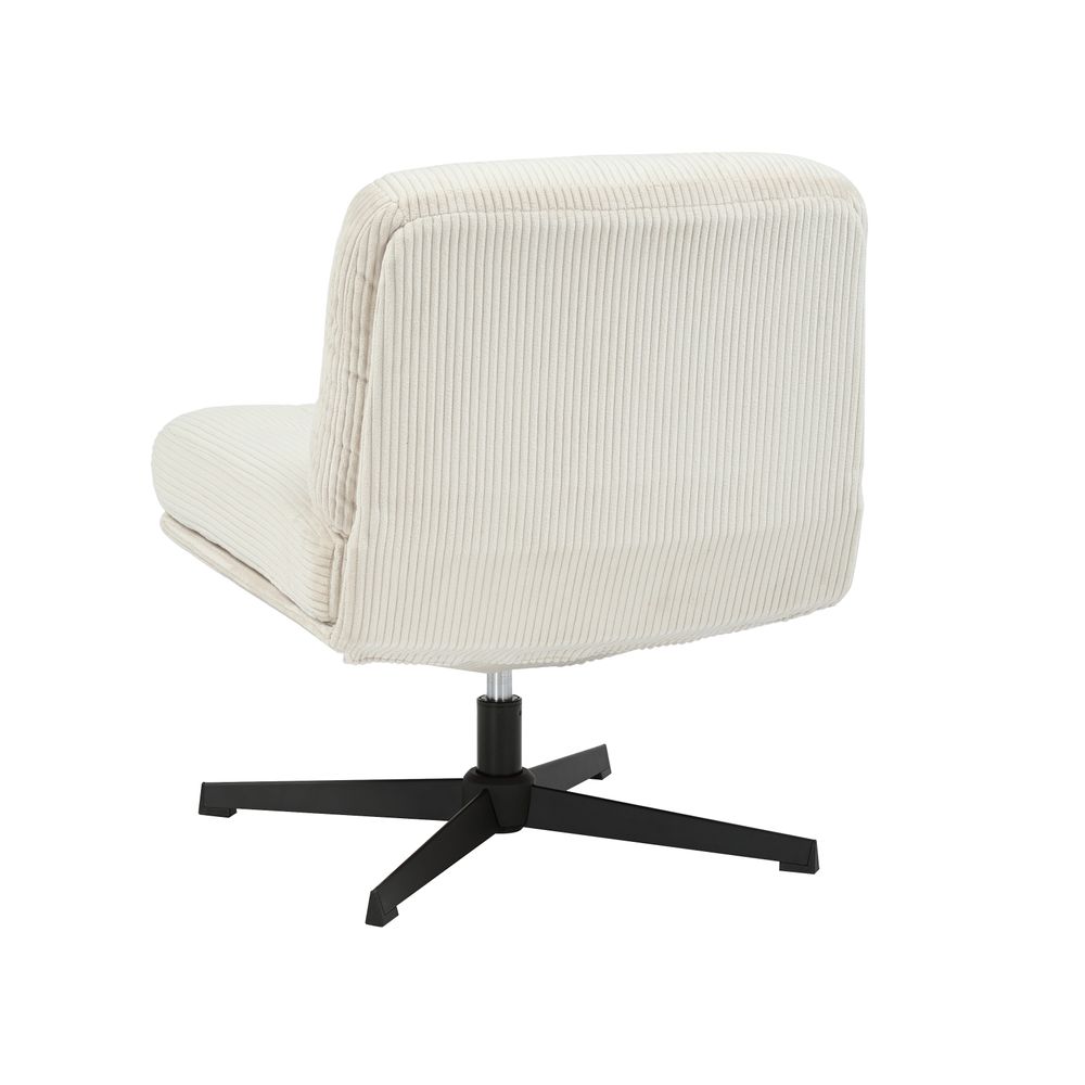 Fauteuil pivotant velours côtelé écru