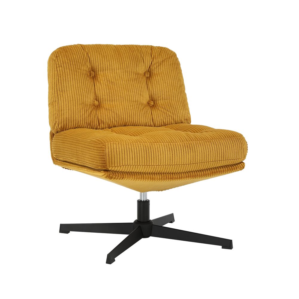 Fauteuil pivotant velours côtelé miel