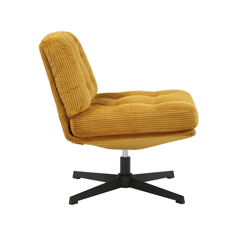 Fauteuil pivotant velours côtelé miel