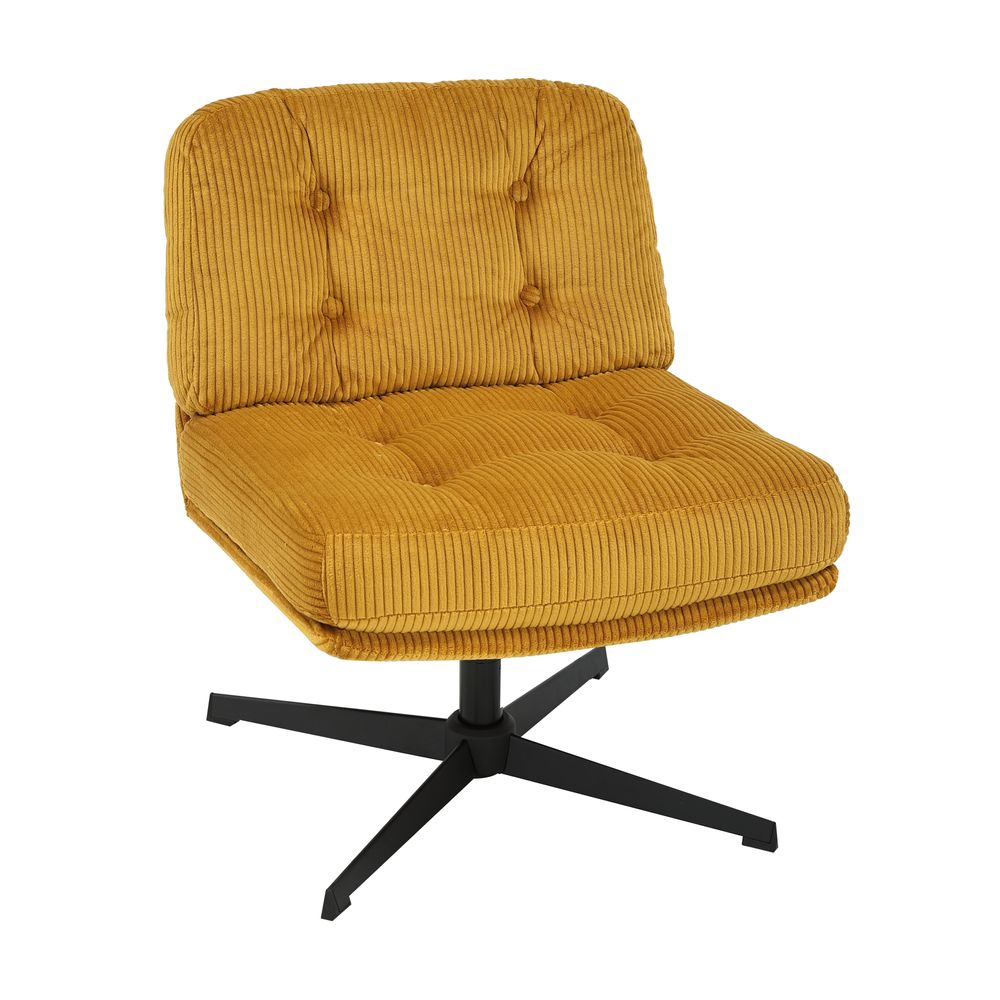 Fauteuil pivotant velours côtelé miel