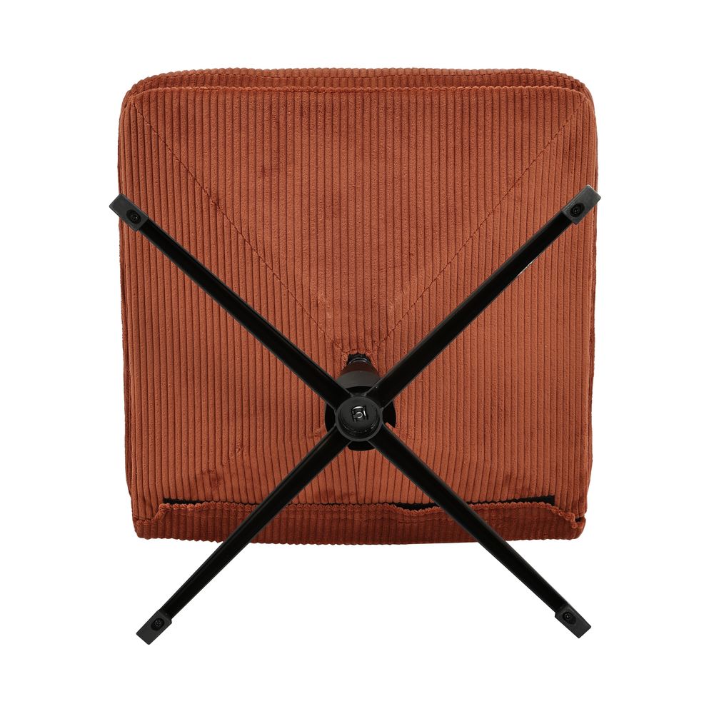 Fauteuil pivotant velours côtelé terracotta