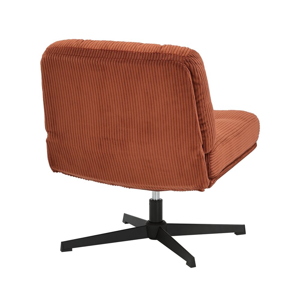 Fauteuil pivotant velours côtelé terracotta