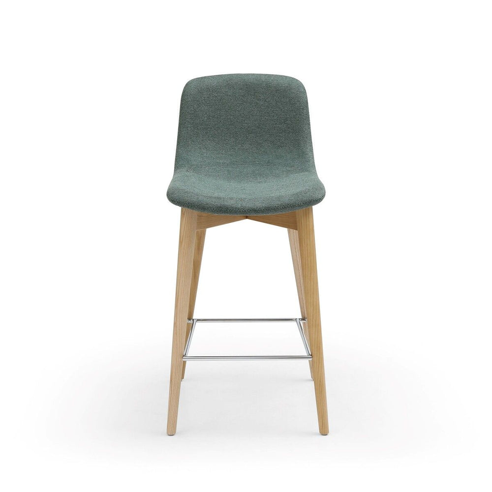 Chaise snack tissu vert Pied en Frêne naturel Katy