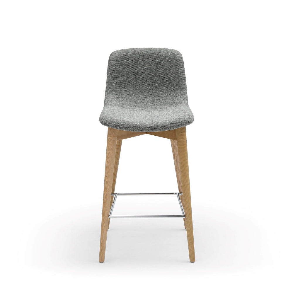 Chaise snack tissu gris Pied en Frêne naturel Katy