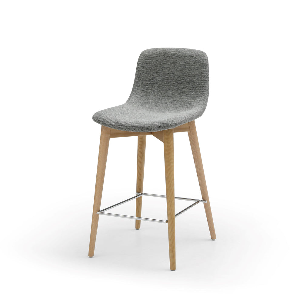 Chaise snack tissu gris Pied en Frêne naturel Katy