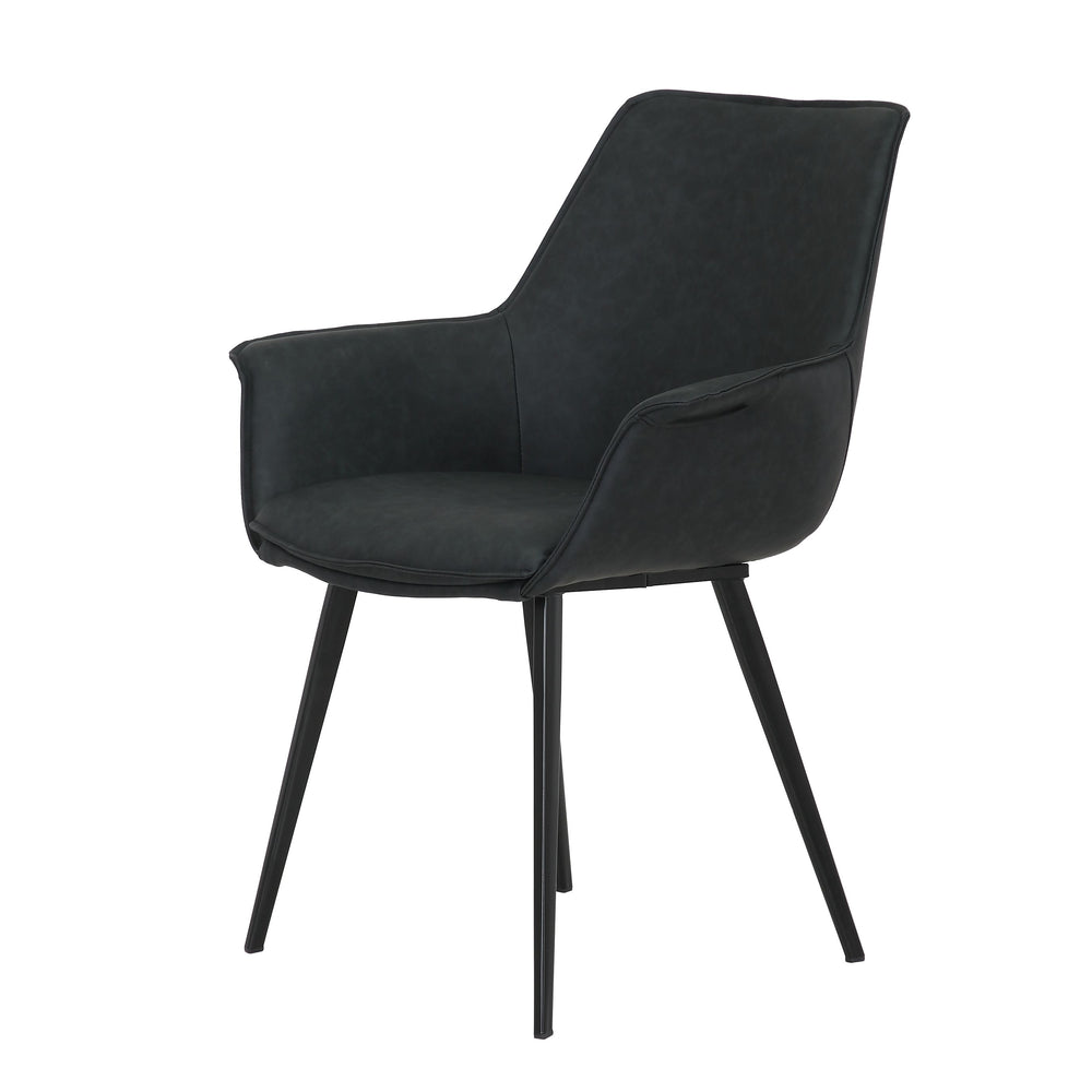Chaise accoudoirs imitation cuir noir