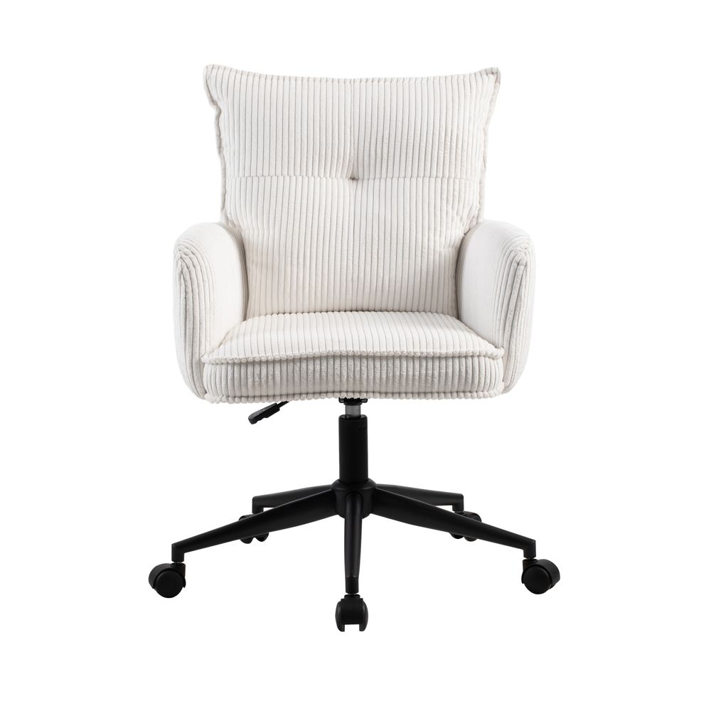 Chaise de bureau velours côtelé blanc