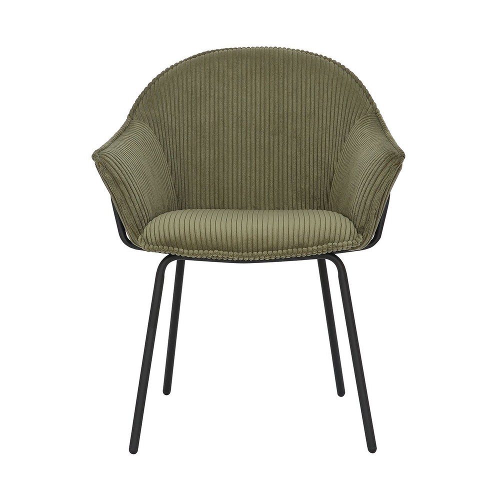 Chaise accoudoirs velours côtelé à grosses côtes kaki