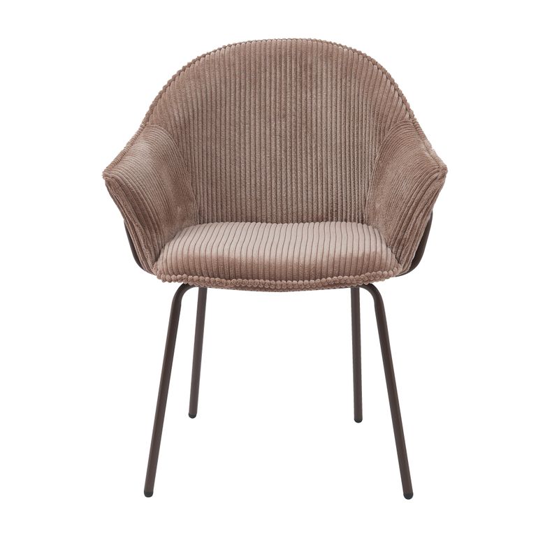 Chaise accoudoirs velours côtelé à grosses côtes marron