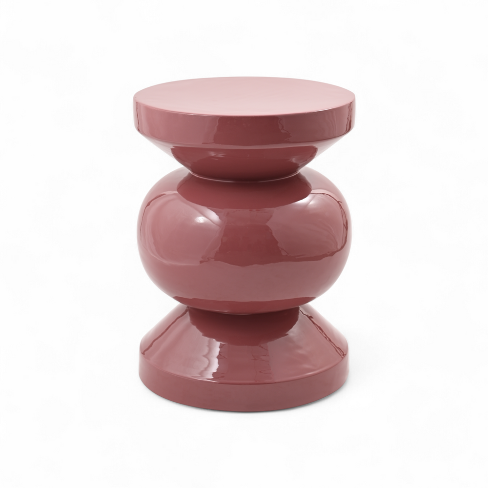 Bout de canapé rond émail framboise