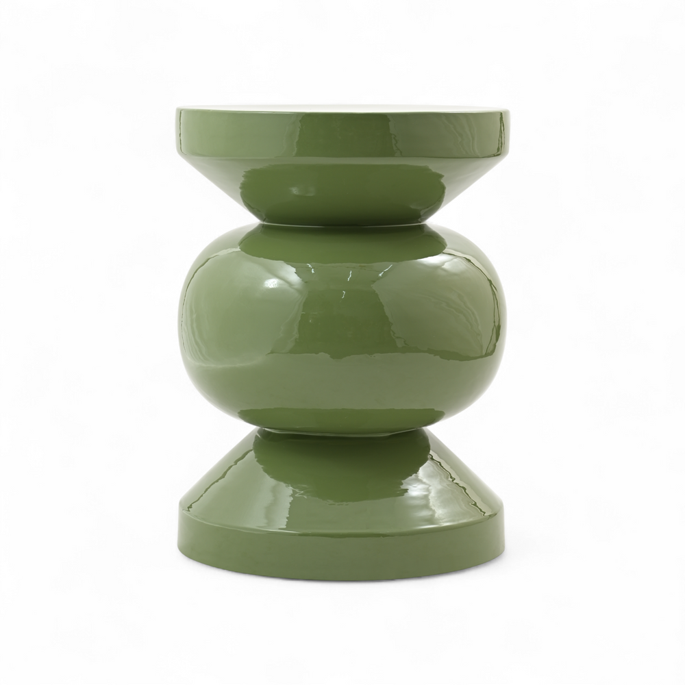 Bout de canapé rond émail vert