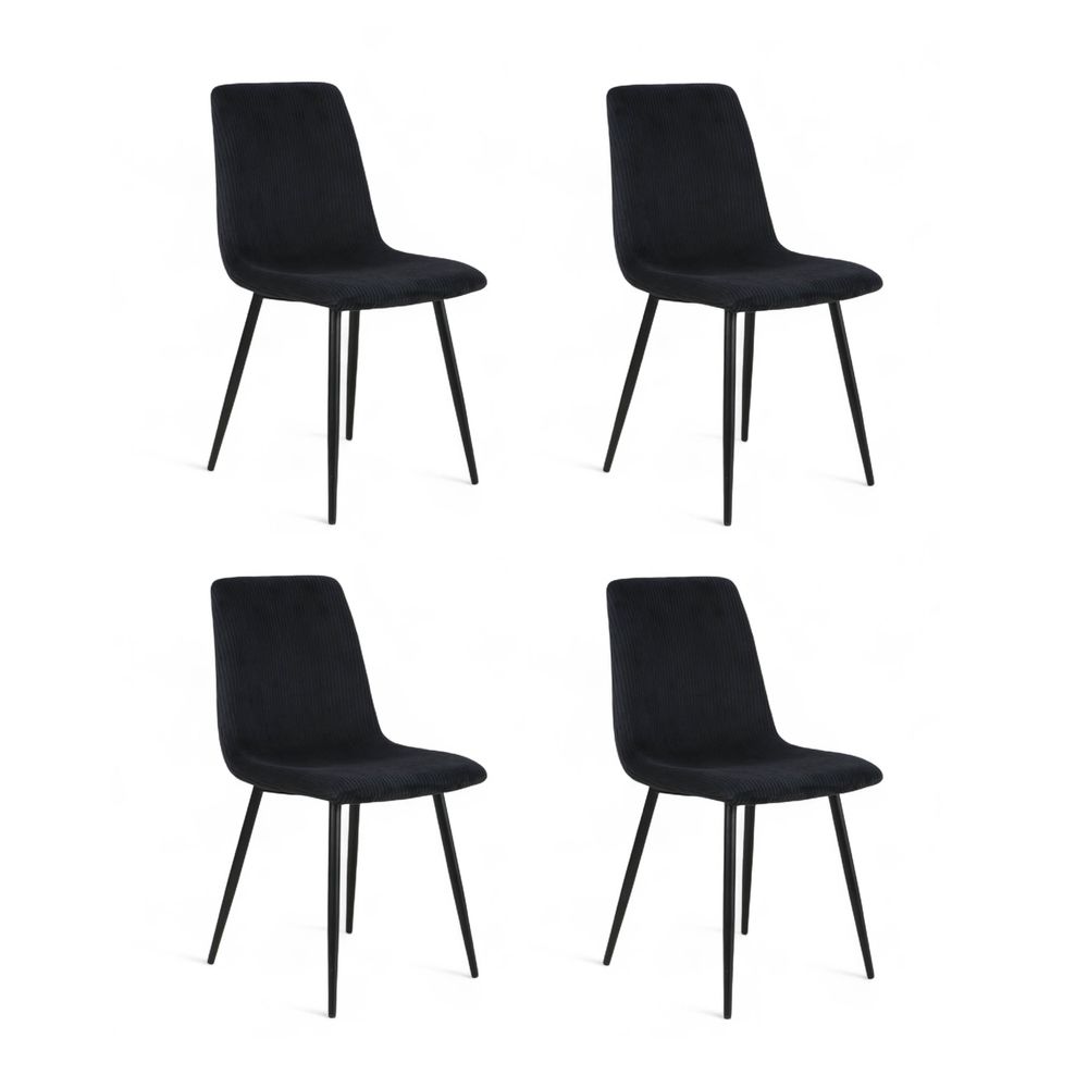 Chaise repas velours côtelé noir