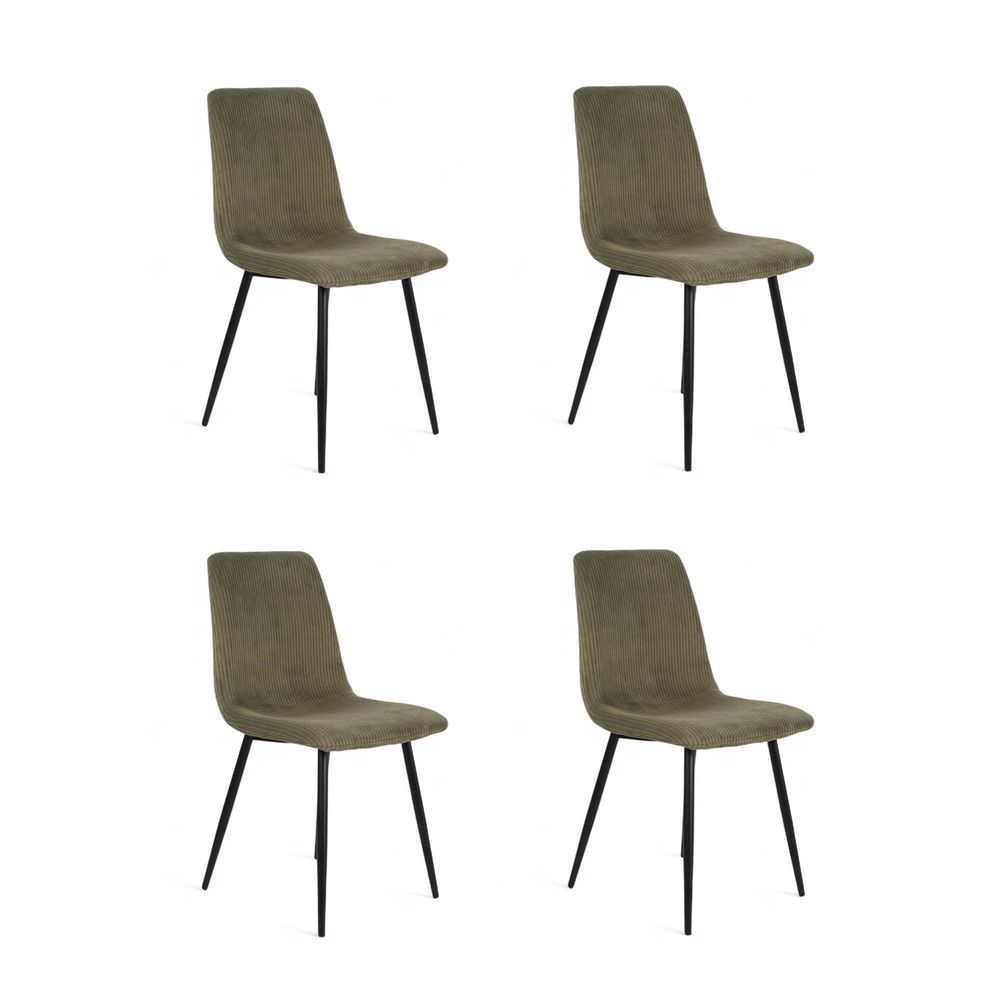 Chaise repas velours côtelé kaki