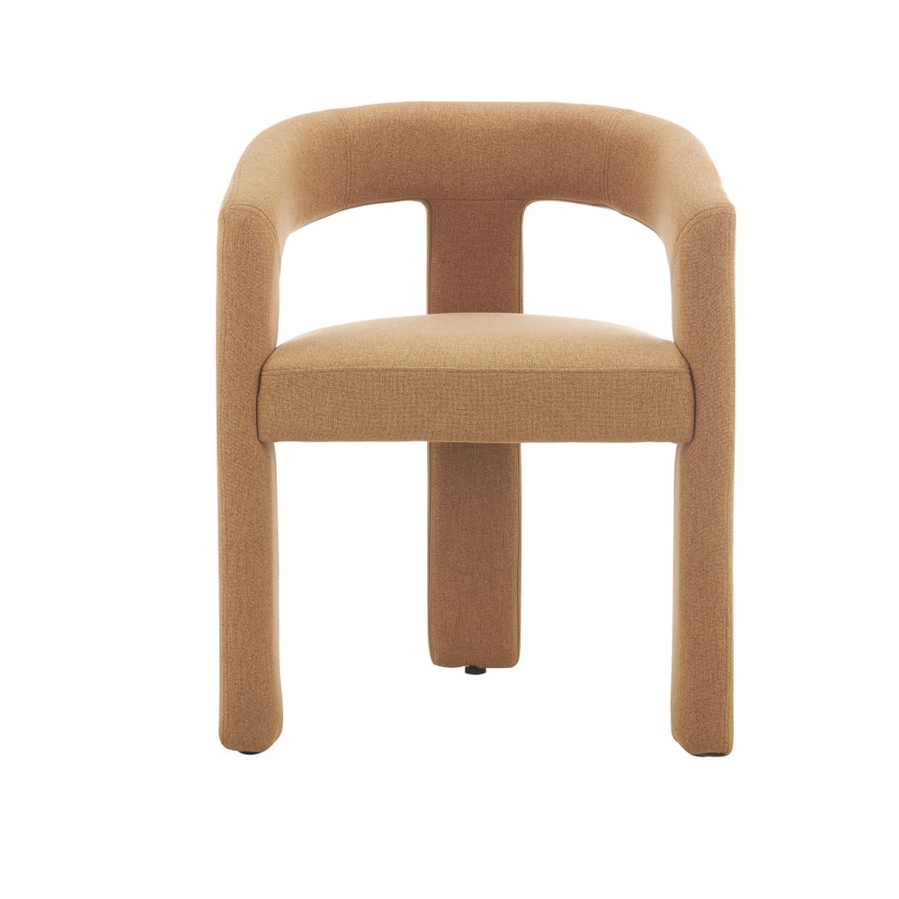 Chaise repas 3 pieds full tissu marron clair