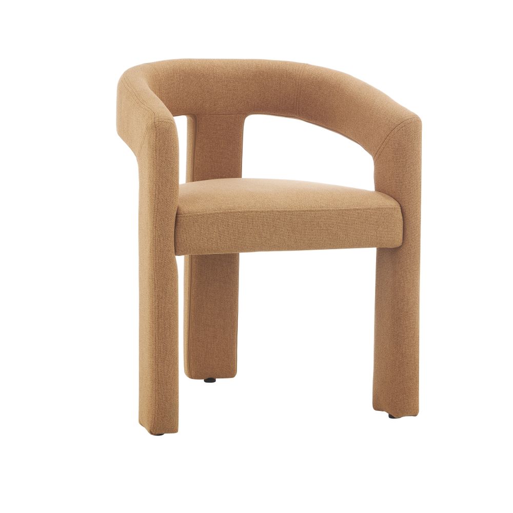 Chaise repas 3 pieds full tissu marron clair