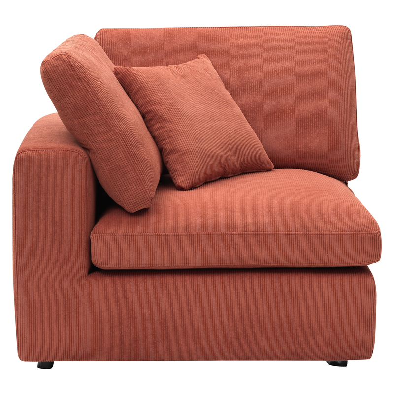 Module canapé 100cm accoudoir velours côtelé terracotta WAYNE