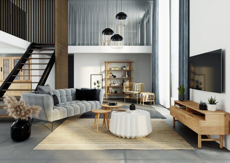 meuble TV scandinave pour un salon hygge