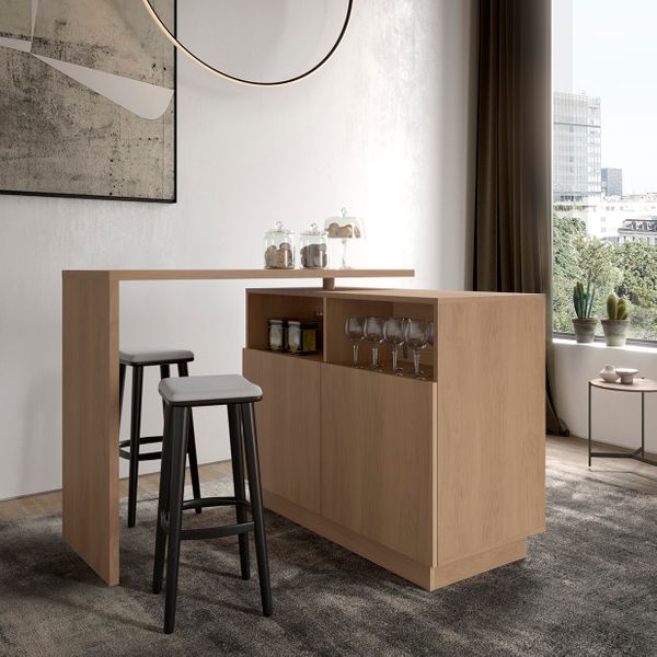 Îlot central cuisine 125cm plateau pivotant Luma